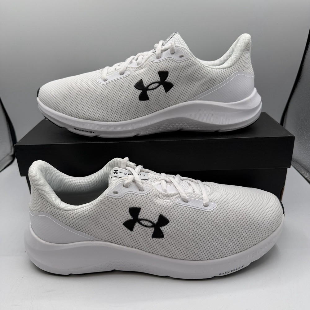 Under Armour Charged Pursuit 4 Running Shoes Mens 12 White Sneakers 3028254-100
